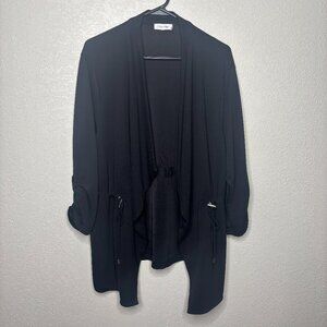 Calvin Klein Cardigan Womans XL Black Lightweight Open Front